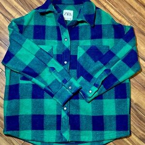 Zara Green and Blue Plaid Jacket